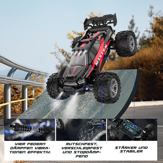Радиоуправляемая машинка KFPLAN KF15 1:16 4WD на пульте управления, RC внедорожник до 45 км/ч, вездеход, аккумулятор 7.4V 2 АКБ - изображение 4