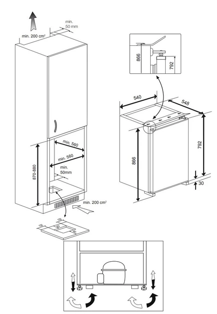 やんもページ Холодильник Beko B1754N встраиваемый 86x55x55, xолод.отд.-97л