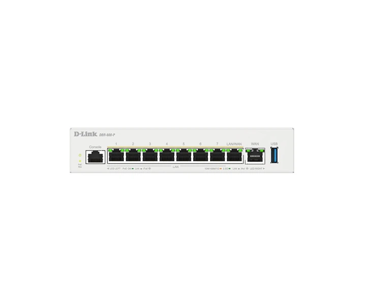 Мультисервісний Маршрутизатор D-Link DBR-600-P, 7x2.5GE LAN PoE, 1x2.5GE LAN/WAN PoE, 1x2.5GE WAN, 1xUSB 3.0, 120Вт - Фото 2 Мультисервісний Маршрутизатор D-Link DBR-600-P, 7x2.5GE LAN PoE, 1x2.5GE LAN/WAN PoE, 1x2.5GE WAN, 1xUSB 3.0, 120Вт - зображення 2