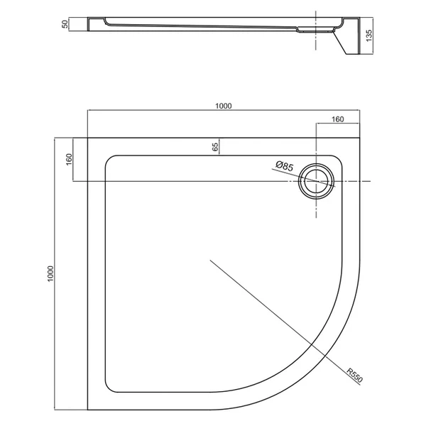 Душовий піддон Primera Frame STQ2010 100x100х13,5 см чверть кола - зображення 2