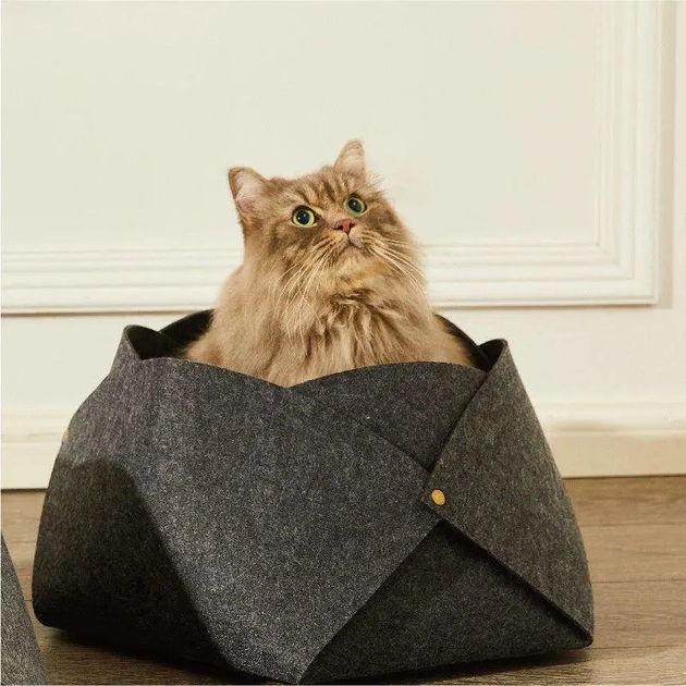 Домик спальное место разборной войлочный для животных кошек котят собак мелких пород 48×42×23 см (482509-Prob) Лепесток темно-серый - Фото 3 Домик спальное место разборной войлочный для животных кошек котят собак мелких пород 48×42×23 см (482509-Prob) Лепесток темно-серый - изображение 3