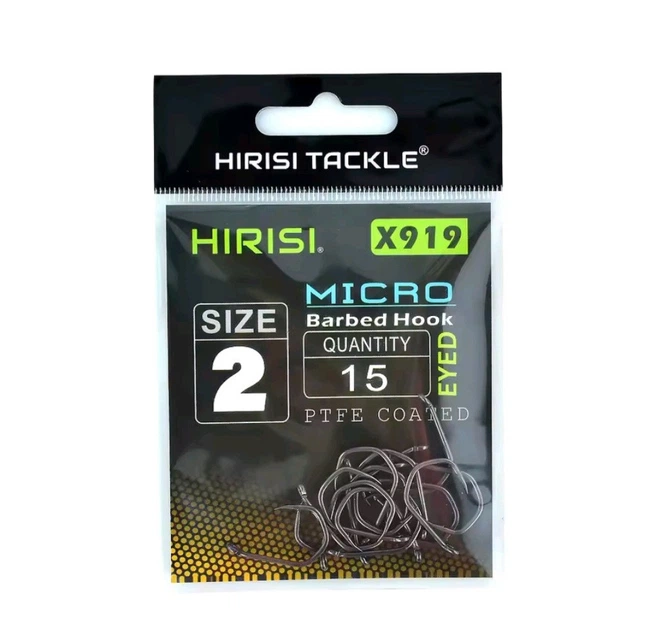 Рыболовные крючки Hirisi X919 30 шт. №2 высокоуглеродистая сталь покрытие PTFE микробородка с ушком - изображение 6