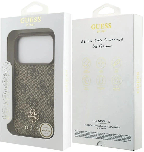 Etui plecki Guess 4G Small Classic Logo MagSafe do Apple iPhone 17 Pro Max Brown (3666339490638) - obraz 8