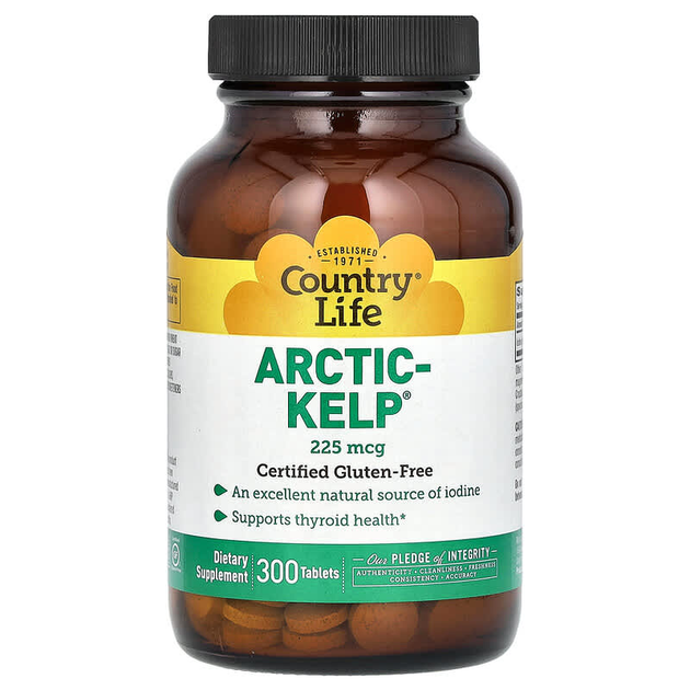 Норвезька ламінарія Country Life "Arctic-Kelp" йод 225 мкг (300 таблеток) - Фото 1 Норвезька ламінарія Country Life "Arctic-Kelp" йод 225 мкг (300 таблеток) - зображення 1