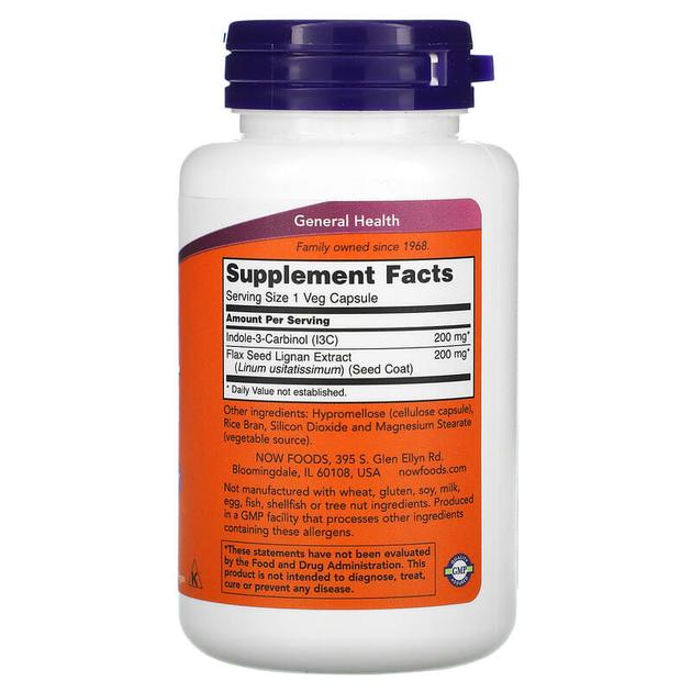Индол-3-карбинол NOW Foods "Indole-3-Carbinol" для здоровья репродуктивной системы, 200 мг (60 капсул) - изображение 2