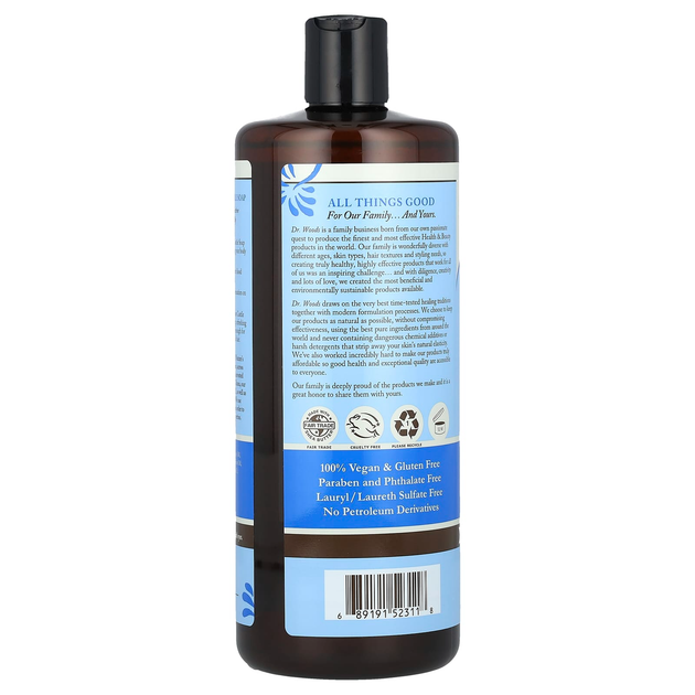 Кастильское мыло с перечной мятой Dr. Woods, Peppermint Castile Soap, для всех типов кожи, 946 мл - изображение 3