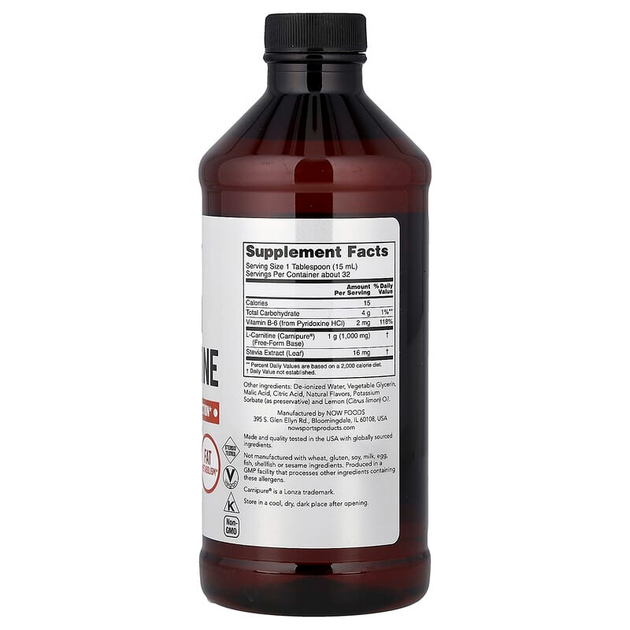 Жидкий L-карнитин NOW Foods "Liquid L-Carnitine" цитрусовый вкус, 1000 мг (473 мл) - изображение 2