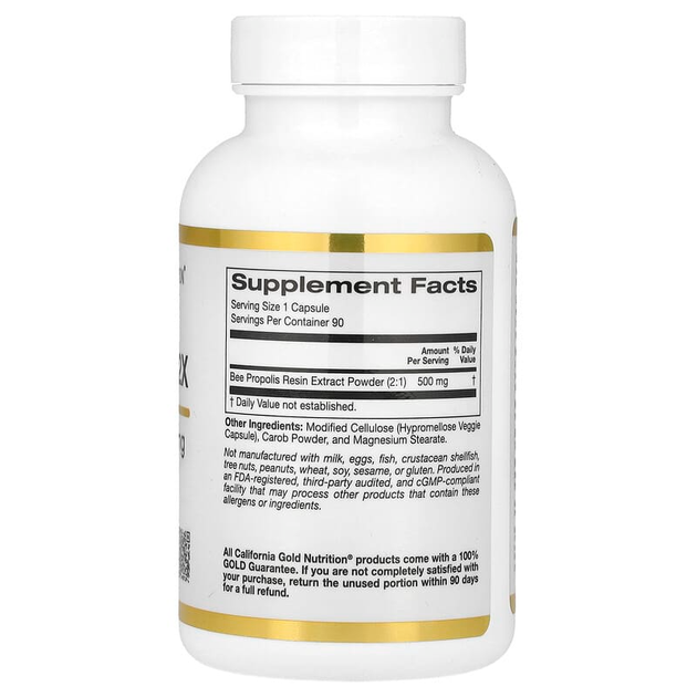 Екстракт прополісу California GOLD Nutrition "Bee Propolis 2X" 500 мг (90 рослинних капсул) - зображення 2