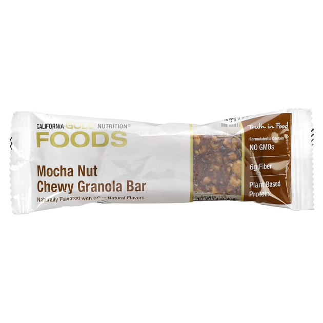 Батончики-мюслі California GOLD Nutrition, FOODS з кавою мокко та горіхом (12 батончиків по 40 г кожен) - зображення 4