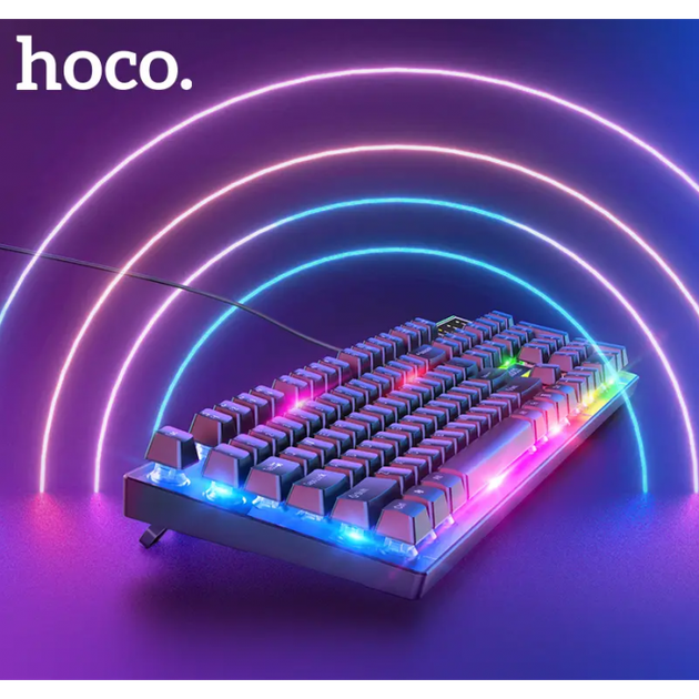 Проводная клавиатура с мышью и подсветкой HOCO GM18 RU/ENG Чёрная - изображение 3