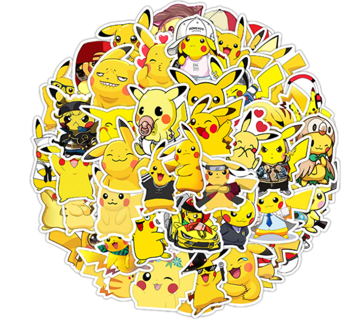 Набір наліпок 50 шт з мультфільму Покемон (Pokemon) / Пікачу (Pikachu) , наклейка на телефон ноутбук гаджети (SVS) - Фото 1 Набір наліпок 50 шт з мультфільму Покемон (Pokemon) / Пікачу (Pikachu) , наклейка на телефон ноутбук гаджети (SVS) - зображення 1