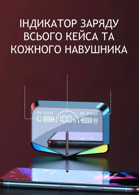 Безпровідні вакуумні ігрові навушники М28. Зарядний кейс із функцією PowerBank - зображення 6