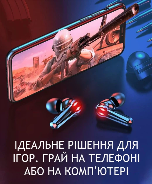Безпровідні вакуумні ігрові навушники М28. Зарядний кейс із функцією PowerBank - зображення 8