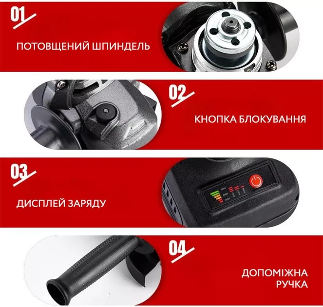 Аккумуляторная болгарка 48v 2 АКБ большая. Угловая шлифмашина с дисками в наборе 4 шт - изображение 12