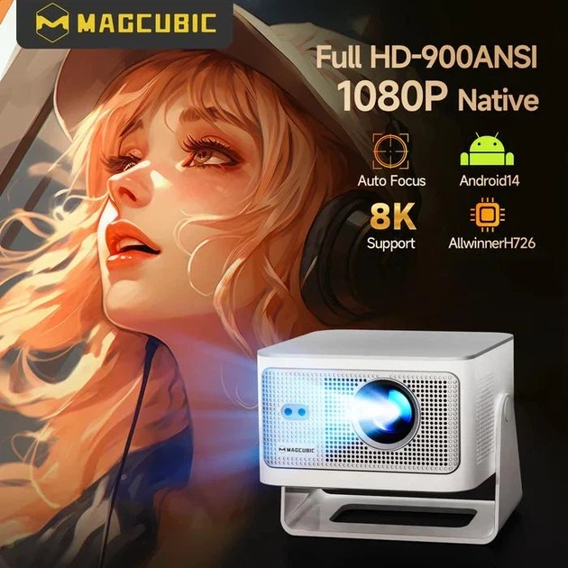 Проектор Magcubic HY350 Max 8K портативний: 900 ANSI, Android 14, 20000:1, Wi-Fi 6+BT, до 150" зображення - зображення 3