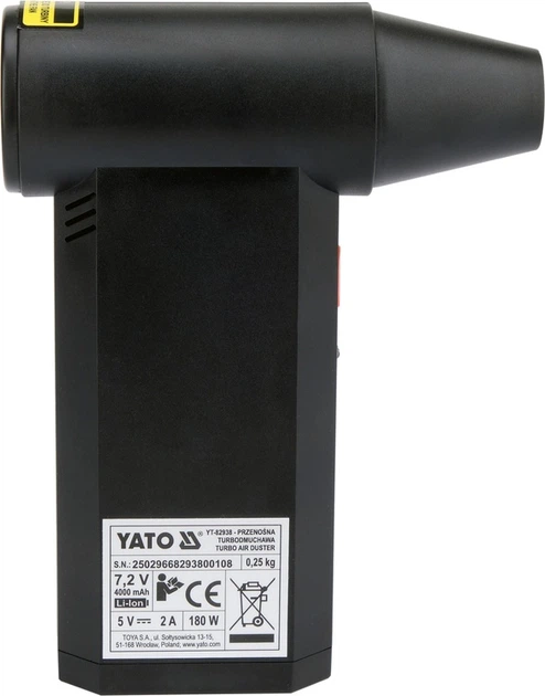 Dmuchawa YATO YT-82938 Mini Turbo 135000 obr./min 4000 mAh (5906083122491) - obraz 5