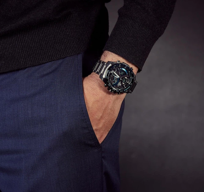 Чоловічий годинник Casio ECB-900DB-1B багатофункціональний - изображение 3