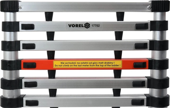 Драбина розкладна алюмінієва VOREL телескопічна 3.8 м 47 x 9 x 380 см 17702 (5906083050473) - зображення 6