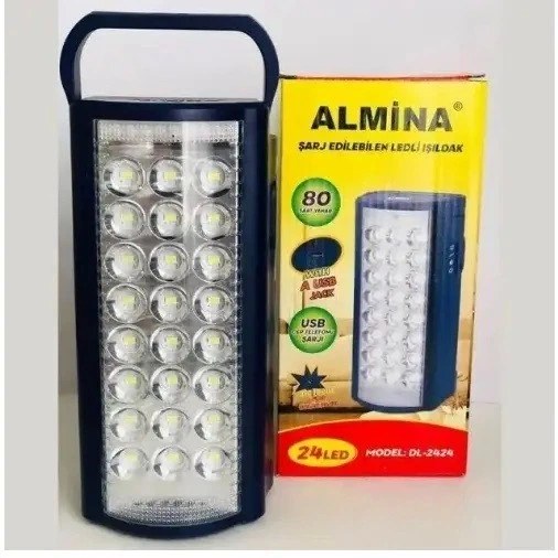 Ліхтар ручний переносний на акумуляторі Almina PowerBank 24 LED світлодіодний 3000 мАг - зображення 4