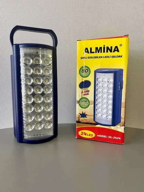 Ліхтар ручний переносний на акумуляторі Almina PowerBank 24 LED світлодіодний 3000 мАг - зображення 5