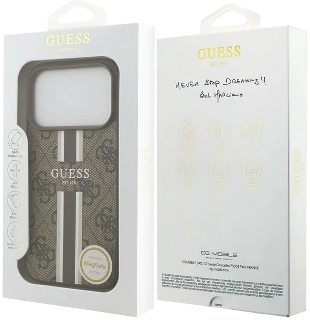 Etui plecki Guess 4G Printed Stripes MagSafe do Apple iPhone 17 Pro Max Brown (3666339491437) - obraz 8