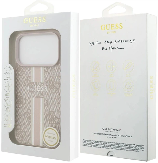 Etui plecki Guess 4G Printed Stripes MagSafe do Apple iPhone 17 Pro Max Pink (3666339491475) - obraz 8