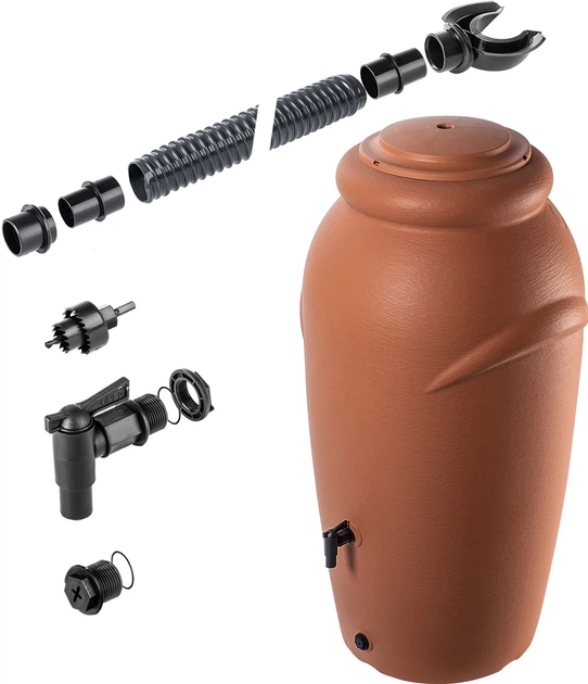 Zbiornik na deszczówkę Kadax Vidor z zestawem przyłączeniowym i podstawką 210 l (K10846) - obraz 3