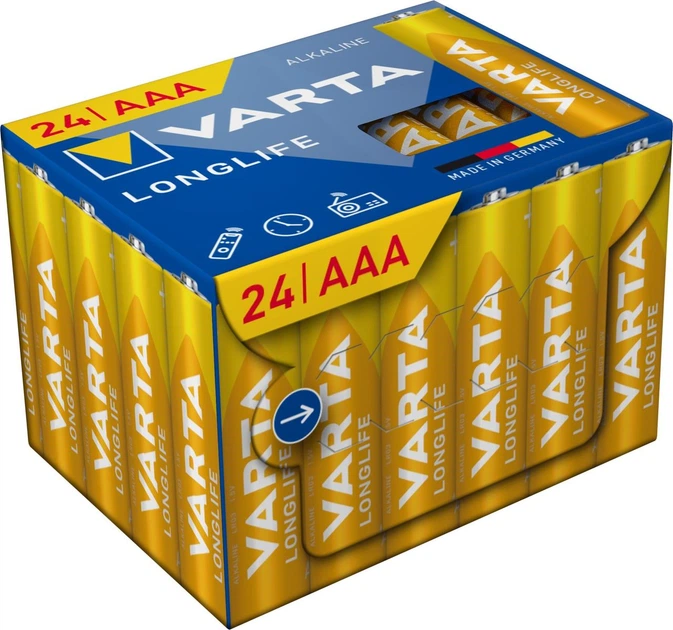Батарейка AAA LR3 VARTA Longlife (24 ШТ) - Фото 1 Батарейка AAA LR3 VARTA Longlife (24 ШТ) - изображение 1