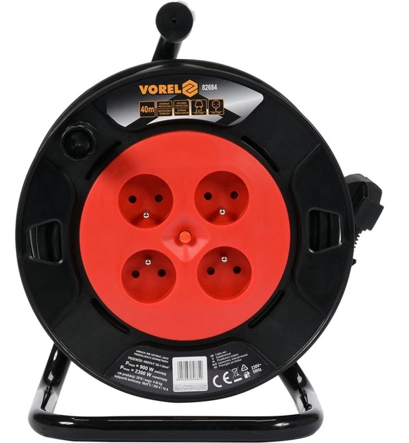 Подовжувач на котушці VOREL 82682 4 розетки 3 x 1 мм² 25 м (5906083826825) - зображення 2
