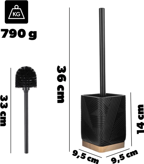 Йоржик для унітазу Kadax Lunel квадратний Чорний (K10210) - зображення 4