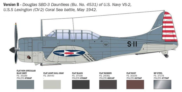 Збірна модель 1:48 літак SBD-3 Dauntless Italeri 2841 - изображение 5