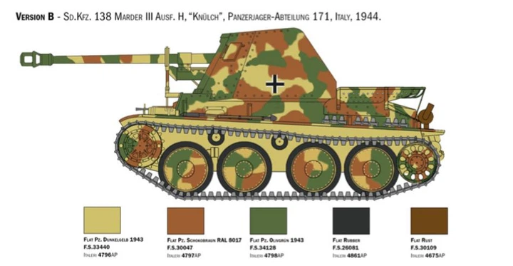 Збірна модель 1:35 танк Marder III Ausf. H Sd. Kfz.138 Italeri 6566 - зображення 5