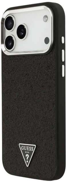 Etui plecki Guess Glitter Triangle Logo MagSafe do Apple iPhone 17 Pro Max Black (3666339516826) - obraz 2