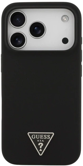 Etui plecki Guess Silicone Triangle Logo MagSafe do Apple iPhone 17 Pro Max Black (3666339517144) - obraz 3