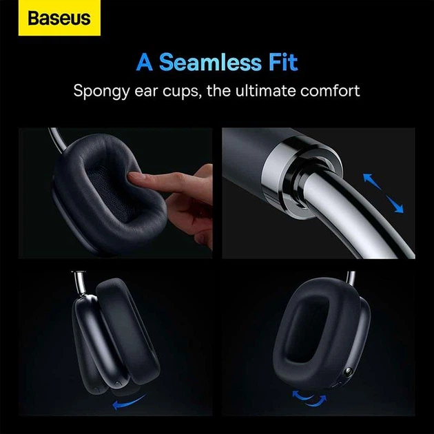 Наушники Baseus Bowie H2 Noise-Cancelling Wireless Headphone (NGTW260013) серые - Фото 5 Наушники Baseus Bowie H2 Noise-Cancelling Wireless Headphone (NGTW260013) серые - изображение 5