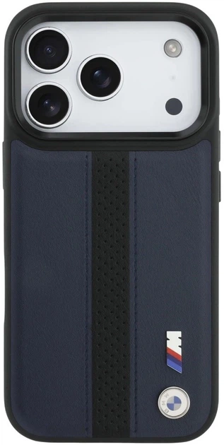 Etui BMW M Perforated Stripe Logo MagSafe do Apple iPhone 17 Pro Max Navy Blue (3666339481834) - obraz 3