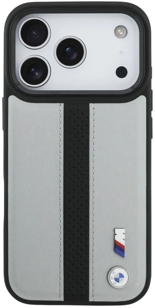 Etui BMW M Perforated Stripe Logo MagSafe do Apple iPhone 17 Pro Max Grey (3666339481995) - obraz 3