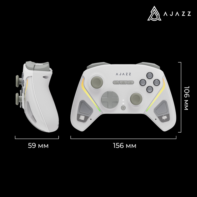 Беспроводной геймпад Ajazz GP100 2.4G/BT/USB Switch/PC/iOS/Android RGB White (GP100-W) - изображение 15