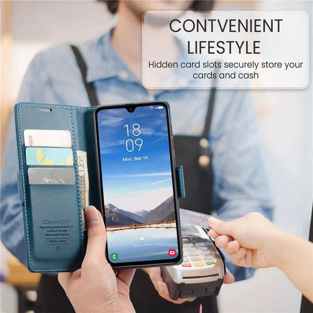 Чехол-книжка CaseMe из нубука для Samsung A05s Бирюзовый - изображение 6