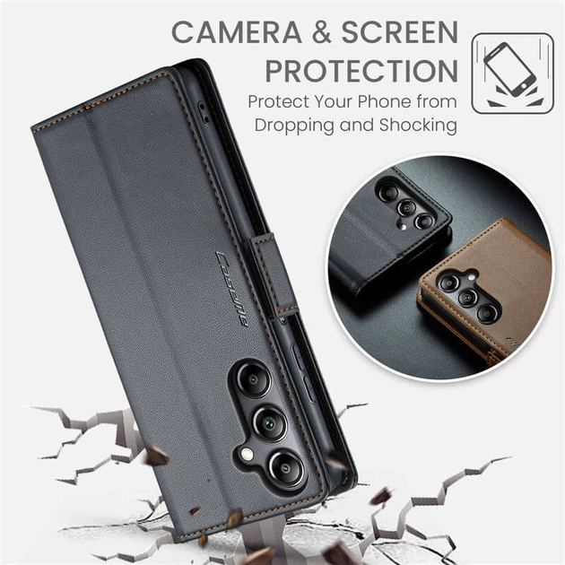 Чехол-книжка CaseMe из нубука для Samsung A05s Чёрный - Фото 9 Чехол-книжка CaseMe из нубука для Samsung A05s Чёрный - изображение 9