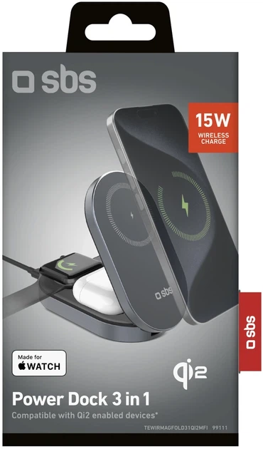 Ładowarka bezprzewodowa SBS 3-w-1 15 W (8018417499111) - obraz 3