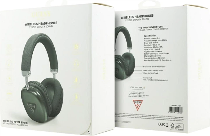 Słuchawki Guess Metallic Triangle Logo Green (GUBHK1SATSA) - obraz 4