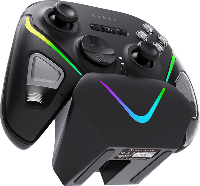 Бездротовий геймпад із зарядною станцією Ajazz GP100S 2.4G/BT/USB Switch/PC/iOS/Android RGB Black (GP100S-B) - Фото 3 Бездротовий геймпад із зарядною станцією Ajazz GP100S 2.4G/BT/USB Switch/PC/iOS/Android RGB Black (GP100S-B) - зображення 3