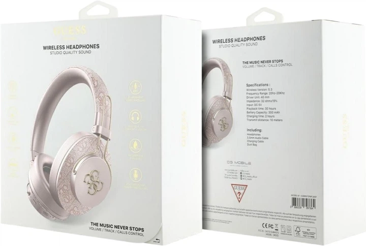 Słuchawki Guess Metal 4G Logo Pink (GUBHS72P4FC4MP) - obraz 5