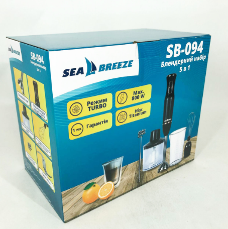 Погружной блендер SeaBreeze SB-094 с 5 функциями и насадками для кухни, мощность 800 Вт - изображение 7