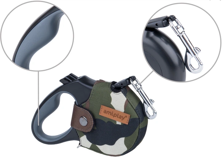 Smycz automatyczna dla psów Amiplay Infini Adventure z obudową XL 5 m Zielona (5907563272217) - obraz 3