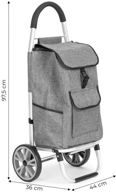 Wózek na zakupy ModernHome by Multistore z dużymi kołami 33 l Szary (PGJSFC020-GY) - obraz 9