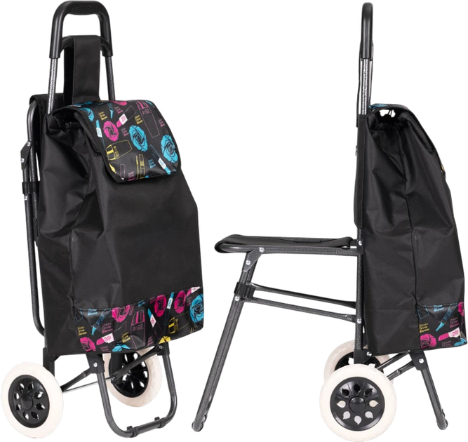 Wózek na zakupy ModernHome by Multistore ze składanym siedzeniem 30 l Czarny (PGJSFC021-BC) - obraz 6