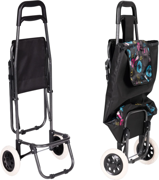 Wózek na zakupy ModernHome by Multistore ze składanym siedzeniem 30 l Czarny (PGJSFC021-BC) - obraz 7