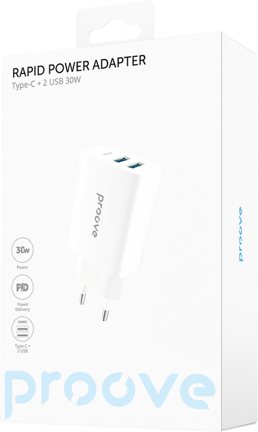 Мережевий зарядний пристрій Proove Rapid 30W (2 x USB + Type-C) (RAPID 30W USB/USB-C) - зображення 5